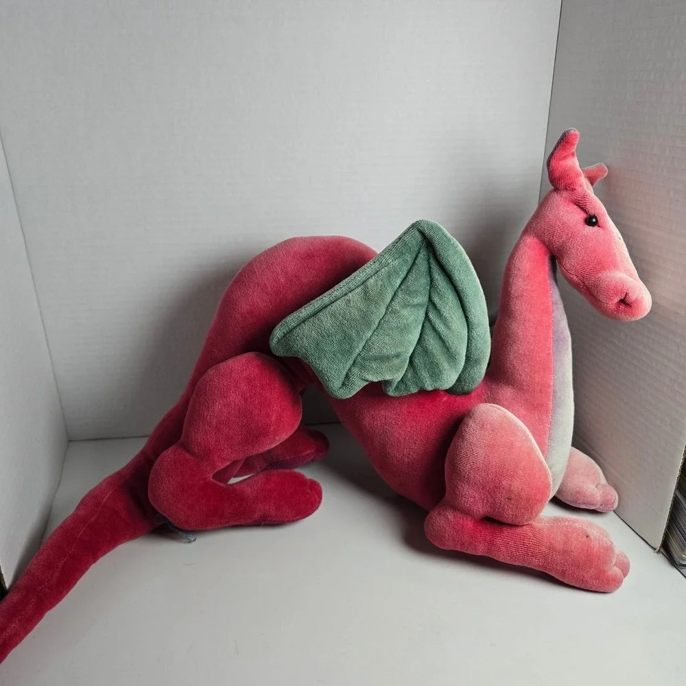 Rare Vintage Nadine Suhrbier Red Green Dragon Plush Stuffed Animal Zugglesnooks